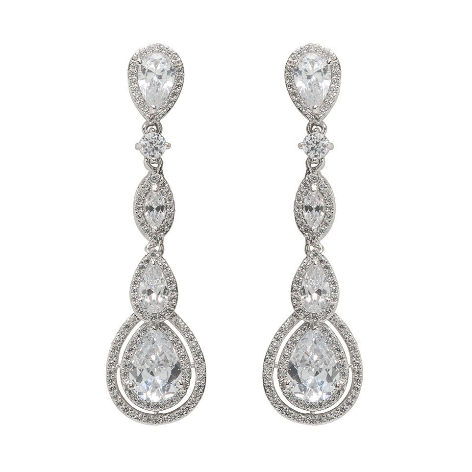 925 Sterling Silver 3 CT Multi Cut Diamond Cluster Heart Wedding Drop –  atjewels.in
