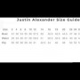Justin Alexander Size chart