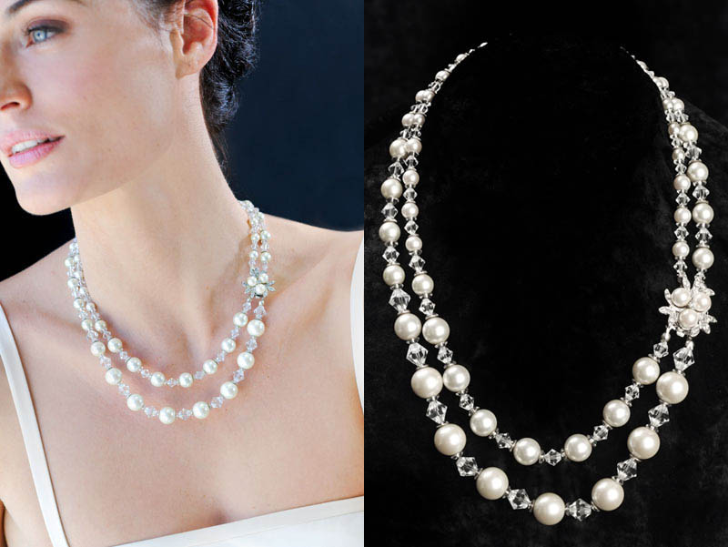 Double strand pearl necklace