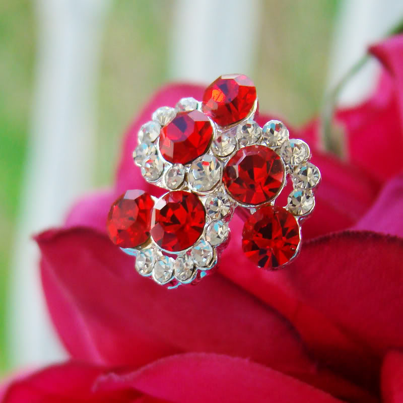 Red Crystal Swirl Bouquet Jewelry - Couture Bridal